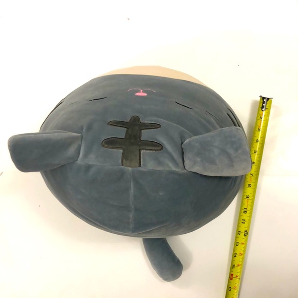 Squshmallows Cat Gray Cream Pink Embroidered nose Dark Gray detail Tail Excellen - Picture 4 of 8